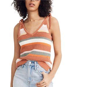 Madewell Sz M Striped Grandfield Tie-Strap Sweater Tank Fall Colors